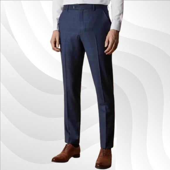 2/$50 Ted Baker Navy Debonair Check Suit Trousers Size 30L | Tailored & Stylish - Picture 1 of 9
